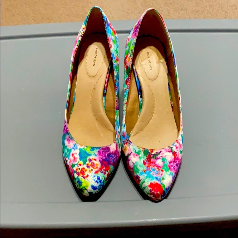 Floral spring high heels shoes